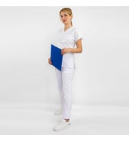 Unisex Soft  Esnek Likralı  Beyaz Renk Hemşire Ve Doktor Üniforması Cerrahi Takım Scrubs