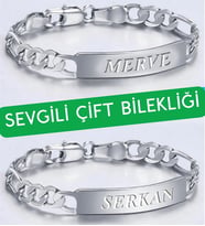Kişiye Özel İsim Yazılı 2'li Sevgili Çift Bilekliği Çelik Bileklik scb41 (Metal)