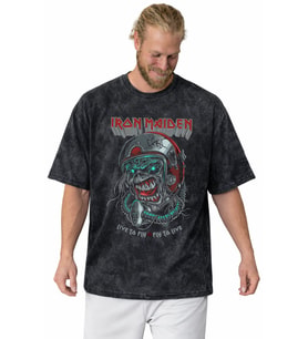 Iron Maiden Rock Metal Müzik Grubu Baskılı Unisex Oversize Vintage Yıkamalı Tişört