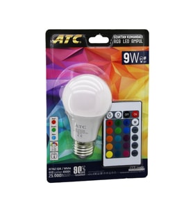 ATC-RGB-9W  KUMANDALI   9W=60W  RGB=16-RENKLİ LED AMPUL E27 800 LÜMEN 6500K 25.000 SAAT ÖMÜR (4767)