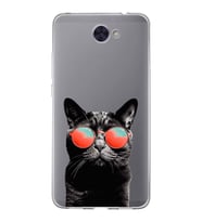 PrintiFy Huawei Y7 2017 ile Uyumlu 1mm Slim Fit Kedi 3 050d Baskılı Şeffaf  Kılıf