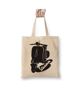 Vespa Italia Flag Beyaz Bez Çanta Uzun Saplı Alışveriş Çantası Plaj Çantası