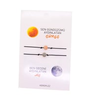 Altın Renk Güneş Ay  Arkadaş Şans Bilekliği - 2696