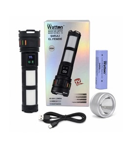 Watton WT-737 60W Işık Gücü 40.000 Lümen Şarjlı EL Feneri
