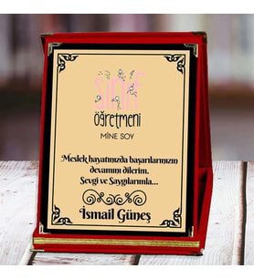 Sınıf Öğretmeni Baskılı Plaket (10. Tasarım)  Kişiye Özel (Kırmızı)