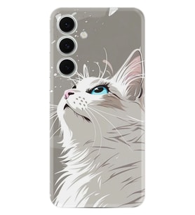 Samsung Galaxy S24 FE Kılıf Boutique Baskılı Resimli Beyaz Kedi Pcode -061