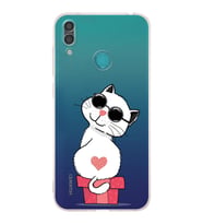 Huawei Y7 2019 Uyumlu Kamera korumalı Kapak Coolcat Tasarımlı  Şeffaf Kılıf