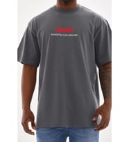Unisex Baskılı Oversize T-Shirt - Füme