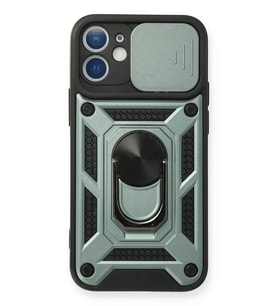 Newface Apple iPhone 11 Kılıf Pars Lens Yüzüklü Silikon - Yeşil