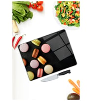 Renkli Kurabiyeler  Cam Kesme  ve Sunum Tahtası  25 Cm X 35 Cm