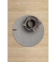 Koza Home Cesta Amerikan Servis El Yapımı Pamuklu Gri Jüt Örme Dekoratif Düz Supla 37x37cm 9681