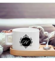 BK Gift Kişiye Özel Baş Harf İsimli Ahşap Altlıklı Seramik Fincan-6 , Meslek Hediyesi, Yeni İş Hediyesi