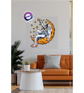 Astronotun Düşüşü Akıllı Kağıt Sticker, Yapışkansız Statik Tutunan Akıllı Kağıt, Çocuk Odası Sticker