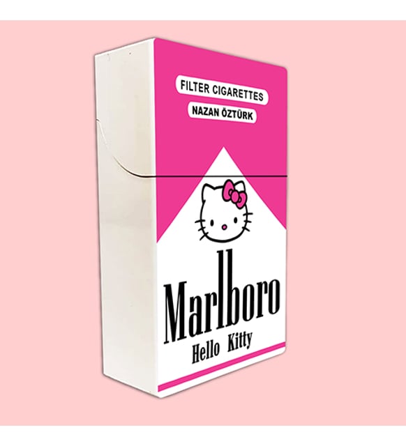 hello kitty cigarettes Hello Kitty Marlboro Sigara Kutusu / Tabakası Kişiye Özel İsim Baskılı  Standart Boy