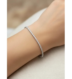 Çelik Silver Mini Yuvarlak Taşlı Su Yolu Bileklik - 26slb20