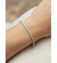 Çelik Silver Mini Yuvarlak Taşlı Su Yolu Bileklik - 26slb20