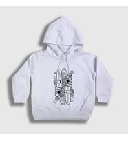 Presmono Unisex Çocuk Beyaz Surfer Kings Kral Kapüşonlu Sweatshirt 289057tt