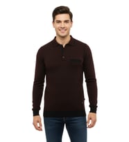 Erkek Polo Yaka Kazak Cepli Çelik Örgü Klasik Kalıp 5208F BGL-ST04963 (Bordo)