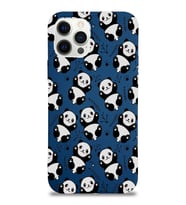 Apple iPhone 12 Pro Uyumlu Lansman Kılıf Panda Tasarımlı İçi Kadife Kapak-Lacivert (Şeffaf)