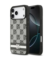 Apple iPhone 17 Pro Max Uyumlu Kılıf DKNY Orjinal Lisanslı M-safe Şarj Özellikli 3D Yazılı Metal Logolu Kapak (Siyah)