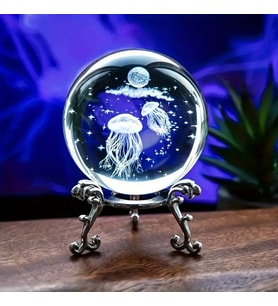 Dekoratif Metal Ayaklı Deniz Anası Tasarımlı 3D Cam Küre 6cm