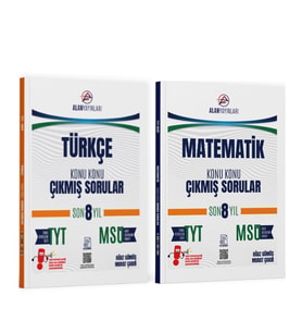 Alan Yayınları TYT MSÜ Matematik ve Türkçe Konu Konu Çıkmış Sorular Son 8 Yıl Seti 2 Kitap