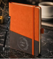 BK Gift Kişiye Özel Turuncu Termo Deri Defter ve Touchpen Kalem Seti -9, Kurumsal ve Özel Hediye, Yeni İş Hediyesi