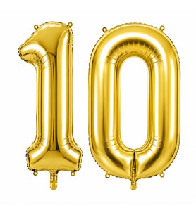 10 Rakam Folyo Balon Altın Rengi (36 cm)
