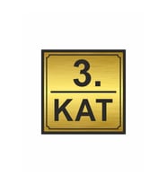 3.kat Metal Yönlendirme Levhası 20cm X 20cm Gold Renk