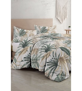 Botanik Palm Çift Kişilik Nevresim Takımı 3d Pamuk Saten