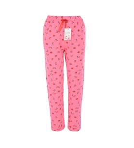 Çilek Motifli Pamuklu Cepsiz Pijama Altı cilekpijama (Pembe)