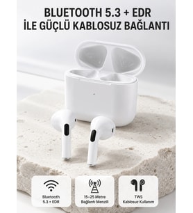 Tws Kablosuz Bluetooth Kulaklık 3 Saat Müzik 4 Saat Konuşma Şarj Kutulu