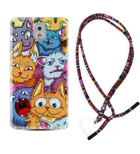 Samsung Note 3 4 5 8 9 20 Ultra 10 Lite Kılıf Boyun Asklı Rasta Silikon Kediler 1723