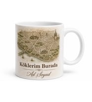 Memleket Haritası Çizimli Retro Kupa Bardak Nostalji Hediye