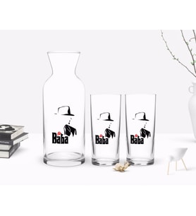 BK Home Renkli Baskılı Godfather Baba Tasarımlı İkili Rakı Bardağı ve Karaf Hediye Seti-16 (Model 1)