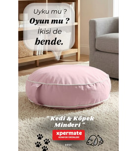 XPERMATE Fermuarlı Kedi Köpek Minderi Yıkanabilir Kedi Minderi Yuvarlak Kedi Yatağı ve Köpek Yatağı Su itici Kumaş 60x15 cm Pembe (Pembe)