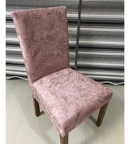 Madame Blue 6'lı İpek Kadife Damar Desenli Pudra Sandalye Örtüsü
