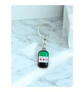 3 Yıldız Özgür Suriye Bayrağı Anahtarlık Yeşil Beyaz Siyah Syria Bayrağı