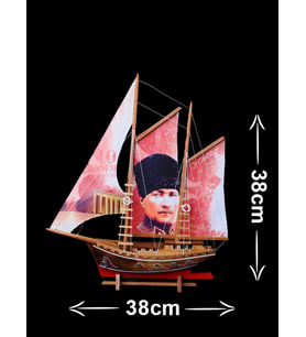 AHŞAP GEMİ ATATÜRK TEMALI GEMİ MAKETİ EV VE OFİS AKSESUARI