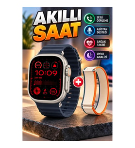Akıllı Saat Sesli Görüşme ve Asistan Destekli Uyku Sağlık Takibi Siyah