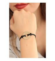 Mey İthalat® HAPPY (Mutlu) Siyah Deri İpli Unisex Mood Bileklik