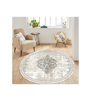 Rovigo Home Dijital Baskı Yıkanabilir Kaymaz Taban Yuvarlak Salon Halısı RVG7295-SD1126 (Krem)