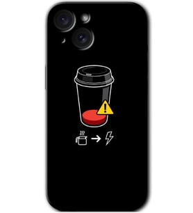 İphone 15 Plus Kılıf HD Desen Baskılı Kılıf - Coffee Battery