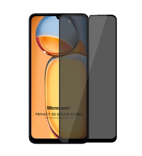 Microsonic Xiaomi Redmi 13C Privacy 5D Gizlilik Filtreli Cam Ekran Koruyucu Siyah