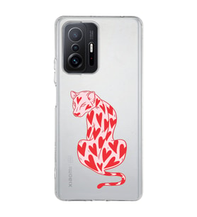 Redmi Mi 11T/Mi 11T Pro Uyumlu Çita ve Kalp Desenli Şeffaf Telefon Kılıfı