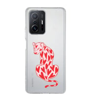 Redmi Mi 11T/Mi 11T Pro Uyumlu Çita ve Kalp Desenli Şeffaf Telefon Kılıfı