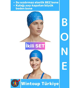 #Bone Esnek Havuz Deniz Su Geçirmez Elastik Bez Kulağa Su Geçirmez Büyük Beden Saç Bonesi İkili Set