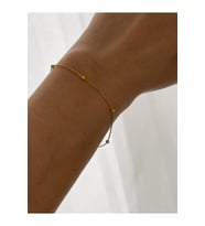 925 Ayar Gümüş Gold Top Detaylı Bileklik