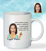 Kişiye Özel Hediye Kadın Tasarım Beyaz Baskılı Kupa-4