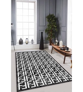 Siyah Spor Kaymaz Tabanlı Makinede Yıkanabilir Halı LB008 - 100 x 160 cm